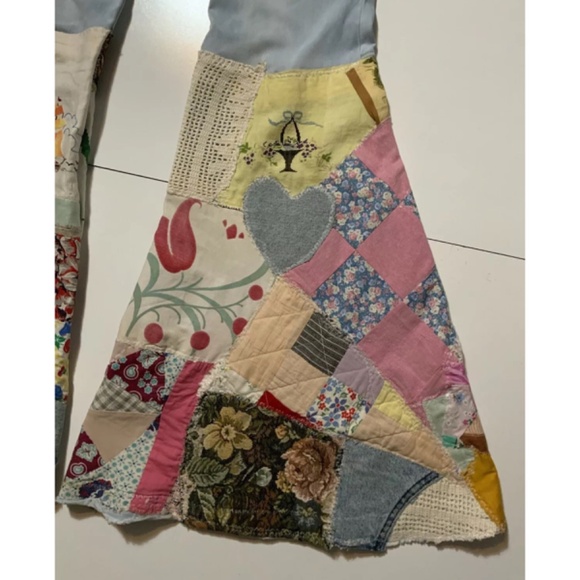 Free People Reworked Up-cycled Bell Bottom Flare Denim Jeans Art to Wear. 28 - Picture 4 of 10